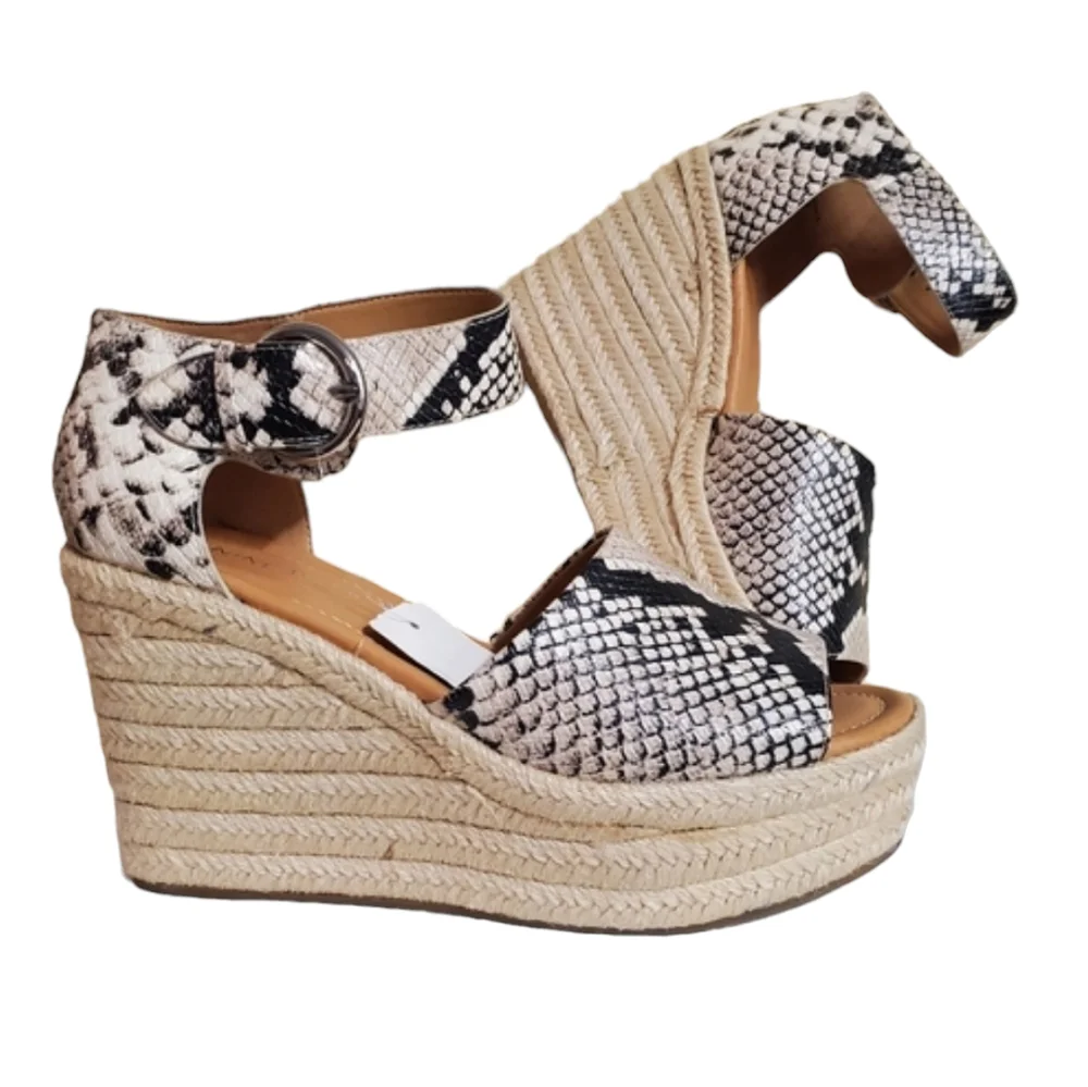 Nine West Adell Snake Espadrille Sandal Wedge Heel Size 7 M